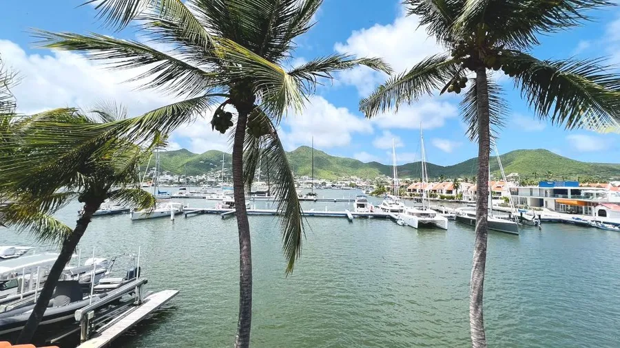 View across Simpson Bay Lagoon from the lagoon-front condo, Sint Maarten
