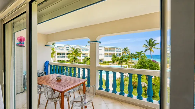 Balcony with ocean view over Simpson Bay Beach
