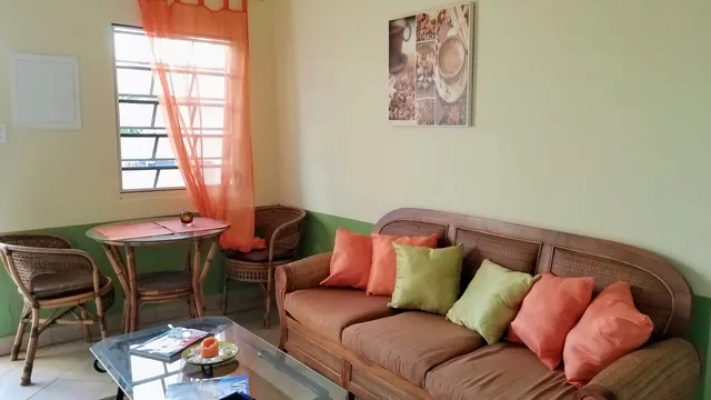 Furnished living room of one of the White Sands apartments